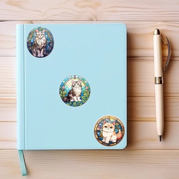 NIP! 55 Pieces of Stained Glass Window Cat Stickers! - Picture 6 of 8